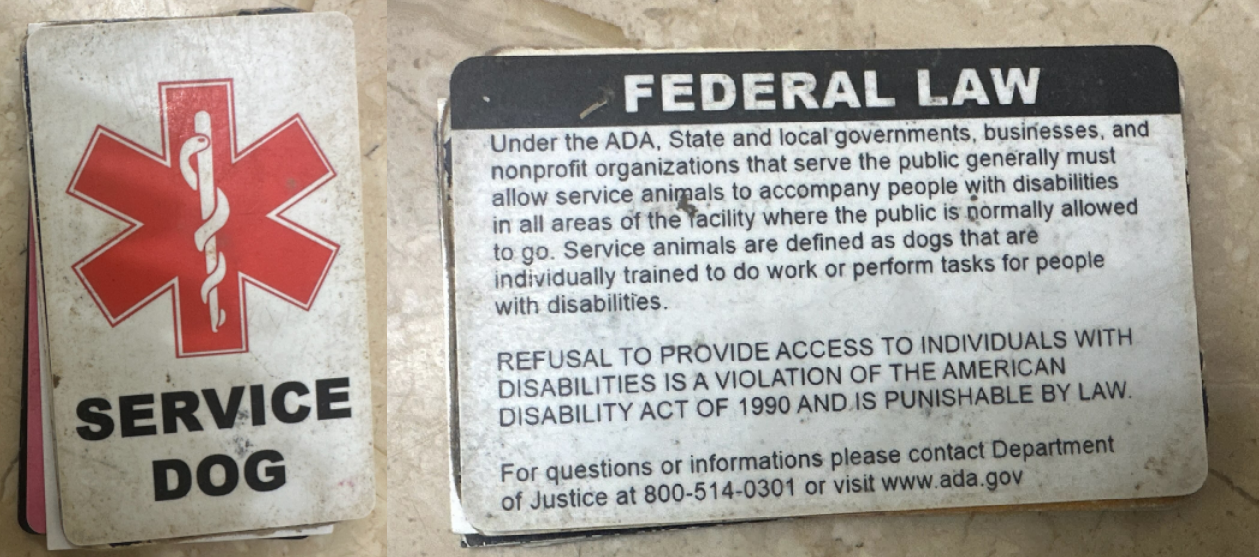 Service Dog Card